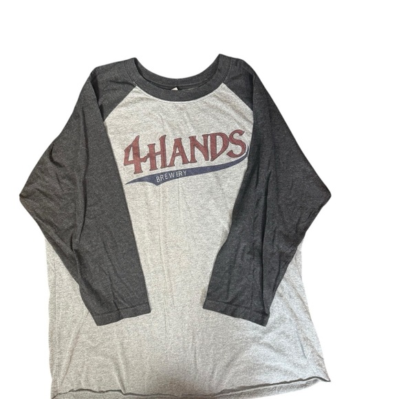 4 Hands Brewery Next Level Apparel Charcoal and Light Gray Raglan Shirt A241 - Picture 2 of 10